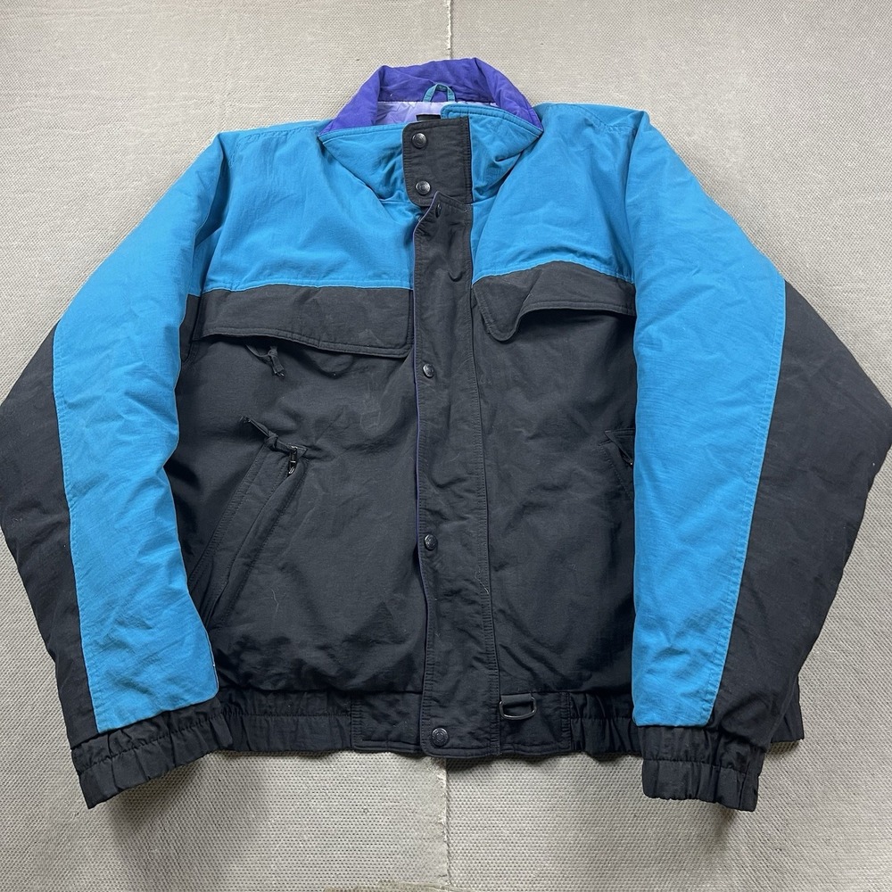 Vintage Eddie Bauer Jacket Mens XL Black Blue‎ Goose Down Parka Coat Ski Puffer